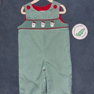 Southern Smocked Company Green and Red Kids Romper
